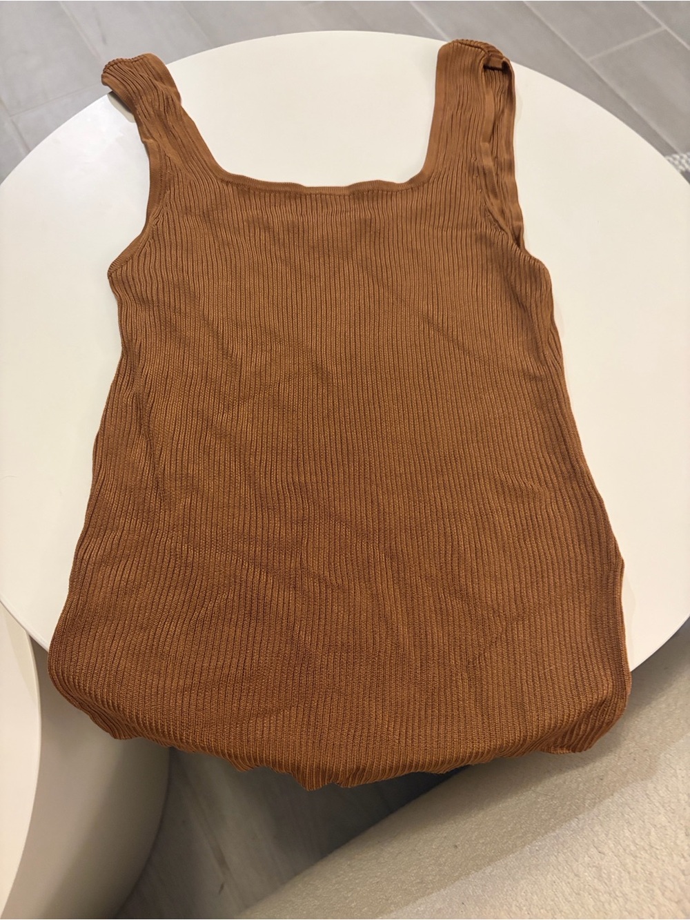 Madewell Ribbed Square-Neck Tank in Caramel Brown/Bronze
